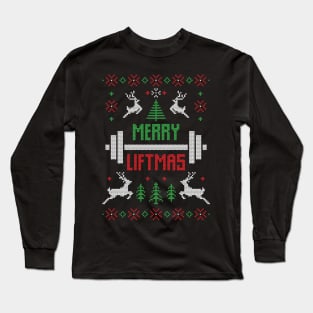 Merry Liftmas Ugly Christmas Sweater Fitness Lover Christmas Gift Long Sleeve T-Shirt